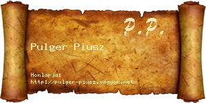Pulger Piusz névjegykártya